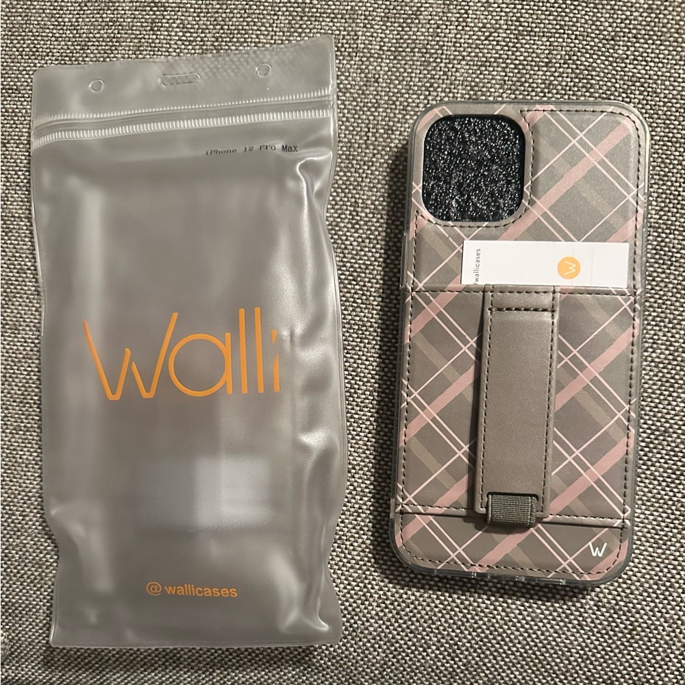iPhone 12 Pro Max, Walli Gray and Pink Phone Case Never Used, with bag